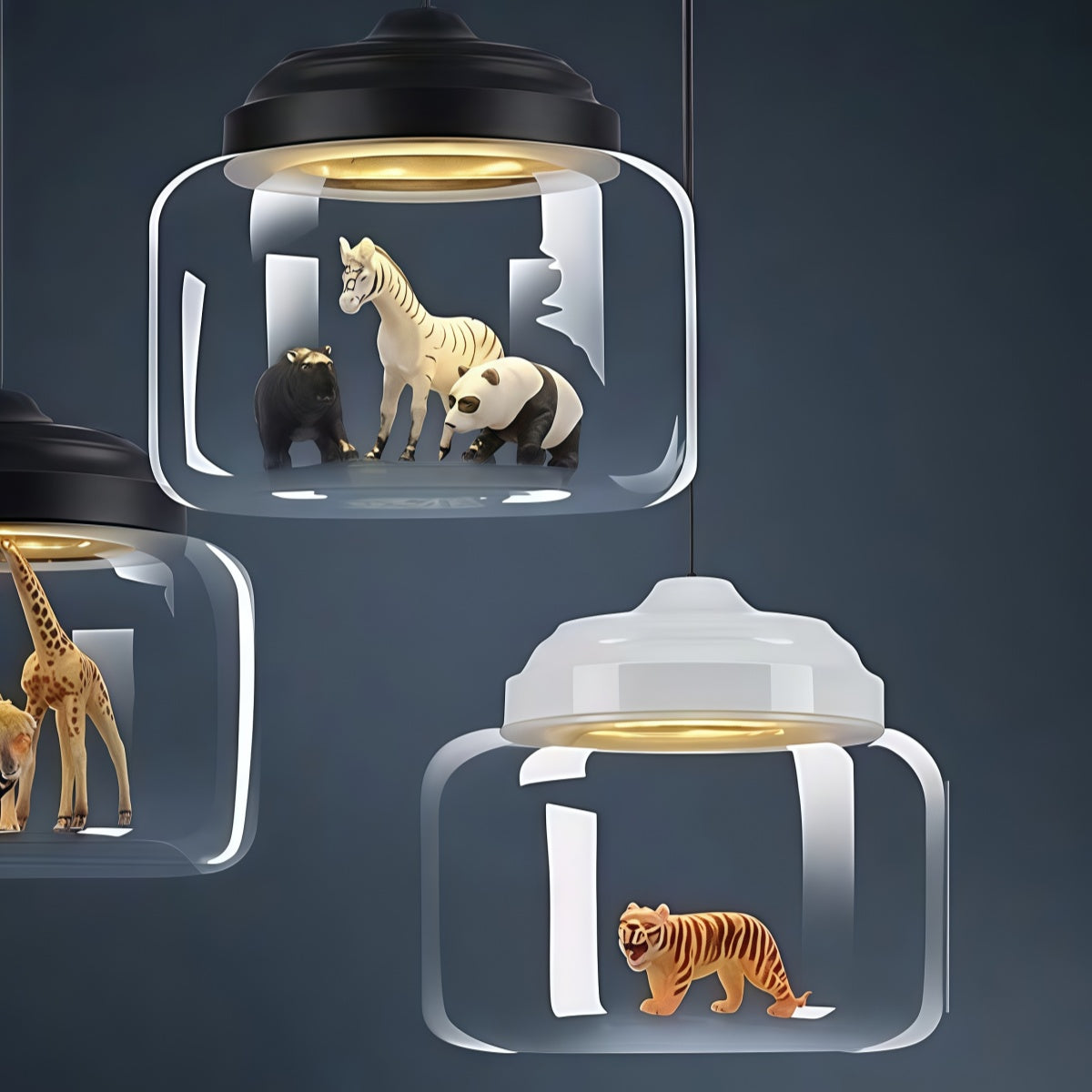 Creative Bell Jar Glass Pendant Light – Clear Zoo-Inspired Hanging Lamp